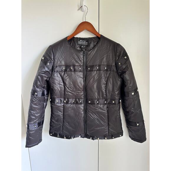 Montano Co Black quilted Jacket/Coat Size Small Studded Western Cowgirl Outdoor - Picture 2 of 9